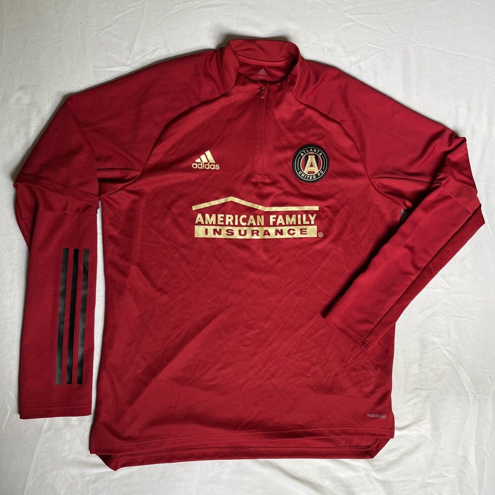 Atlanta United FC Shirt Mens XL Red Adidas 1/4 Zip Long Sleeve Pullover Soccer